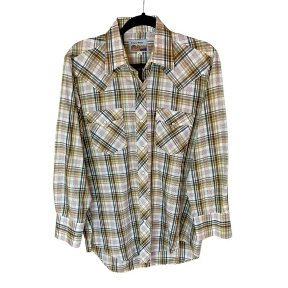 ATB Authentic‎ Western Vintage Pearl Snap Long Sleeve Button Up Shirt Size 16